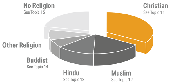 world religions pie charts